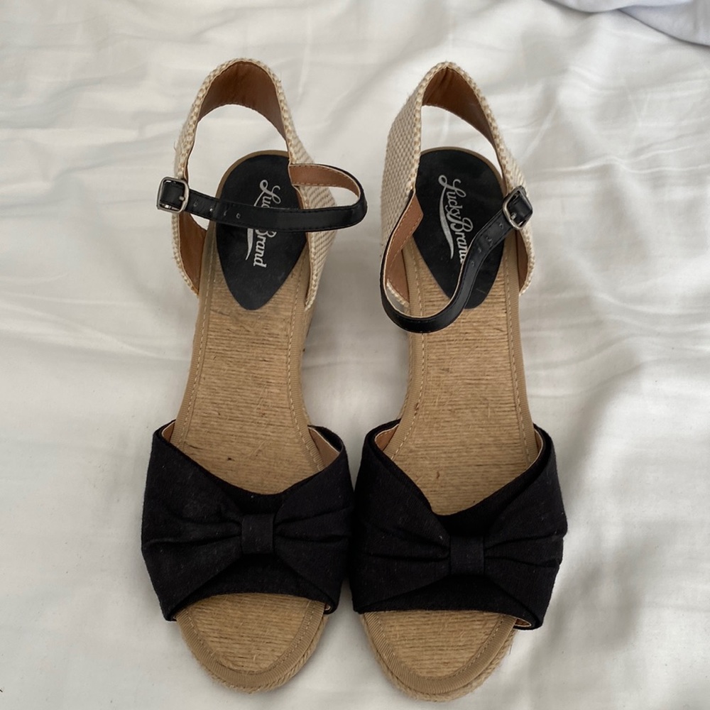 Lucky Brand black wedge sandals size 11